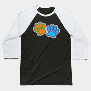 Dog Paw Prints In Vibrant Colors Baseball T-Shirt